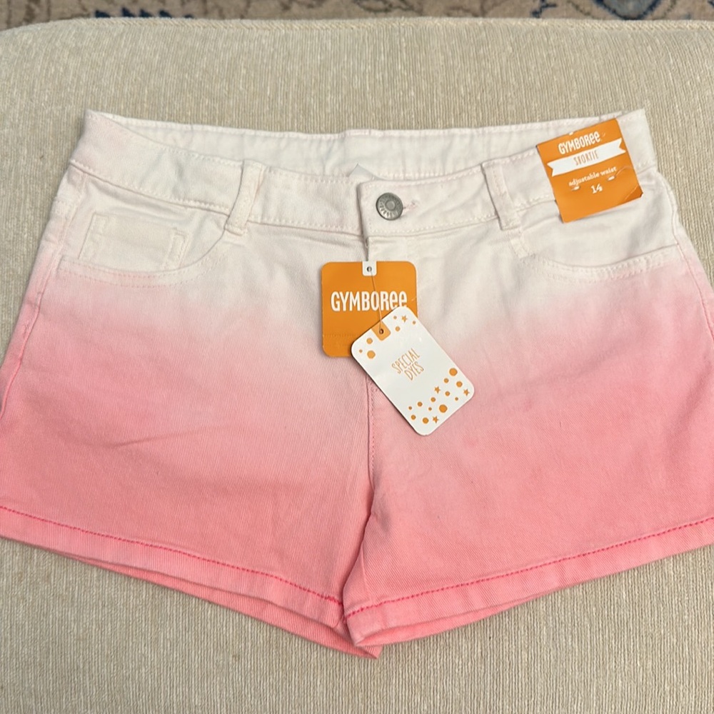 Gymboree pink ombré sz 14 denim shorts BNWT